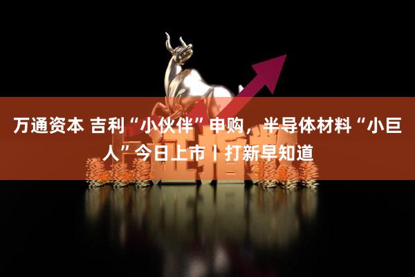 万通资本 吉利“小伙伴”申购，半导体材料“小巨人”今日上市丨打新早知道